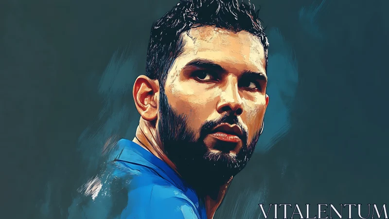 Focused athlete portrait in bold digital brushstrokes.