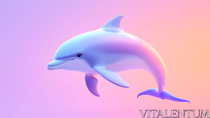 Playful pastel dolphin gliding through a dreamy sunset glow.