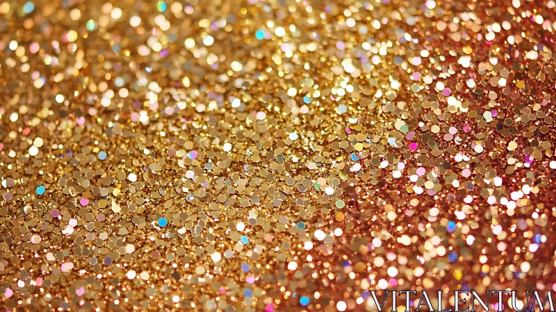 Macro bokeh field of reflective metallic gold hexagon glitter