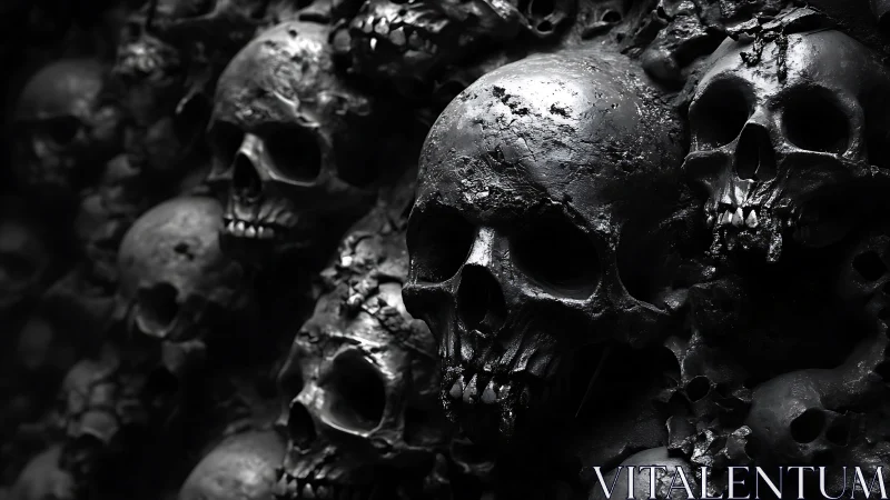 Shadowed skull wall reveals a hauntingly sculpted texture