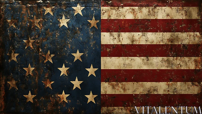 Weathered United States flag rendered with distressed texture.