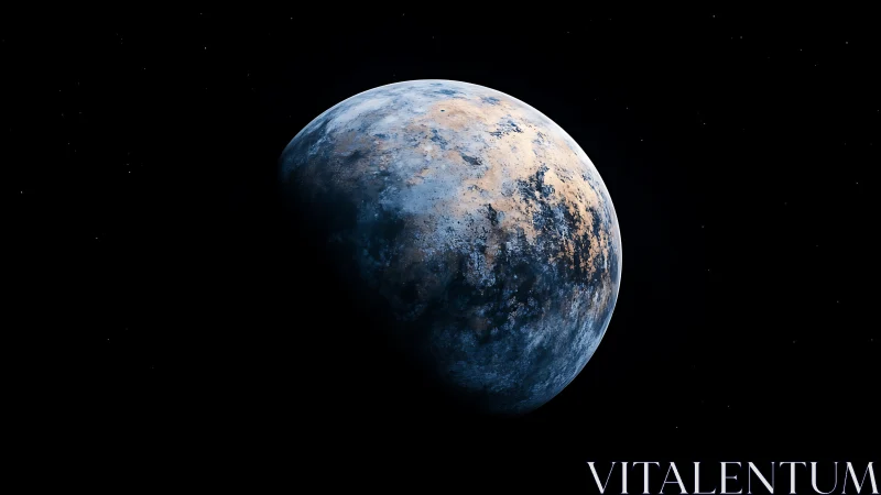 Quiet blue planet drifting through the gentle dark of space.