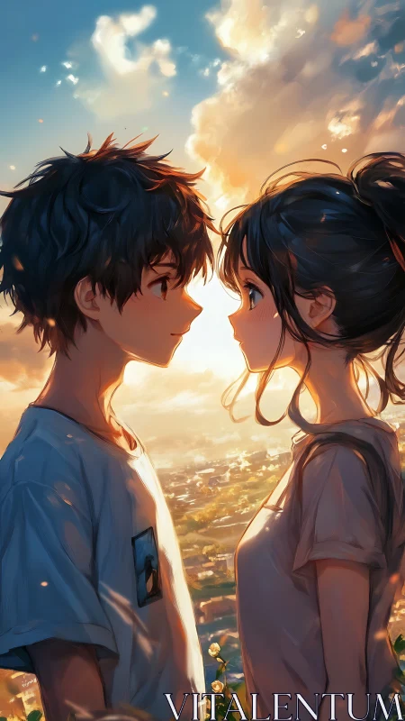 Sunlit digital portrait under vivid pink dusk clouds.