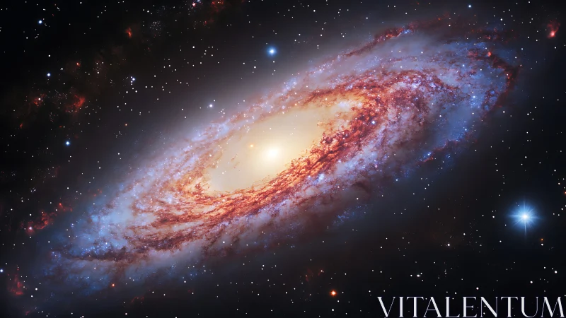 Starlit spiral galaxy ignites a molten halo in deep space.