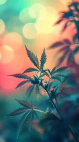 Neon twilight leaves basking in dreamy chromatic haze.