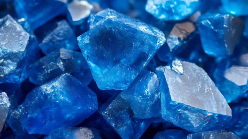 Glistening blue crystal shards glowing with cool shimmer.