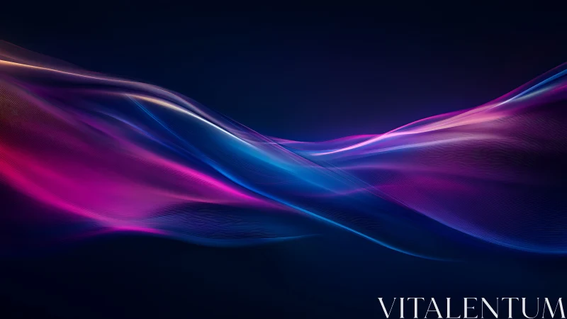 Flowing neon waves glow softly across a tranquil night sky