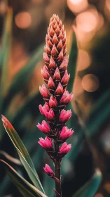 Coral Fire Blossom: Nature's Geometric Torch in Bloom.