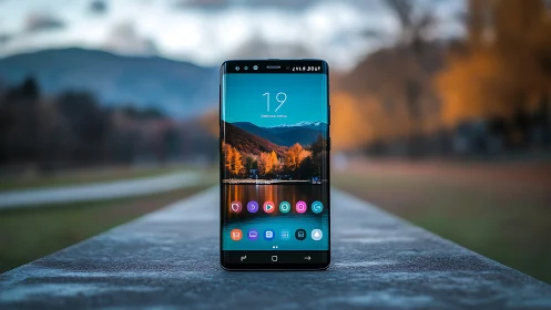 Modern Phone Displaying Nature's Golden Hour Beauty.