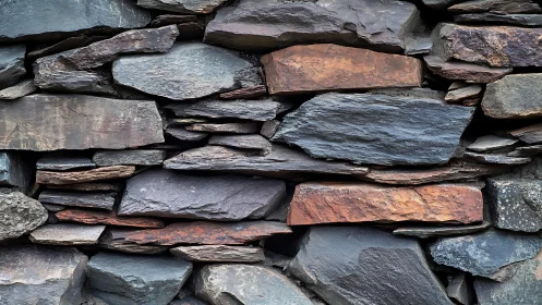 Rustic stacked stone wall texture with earthy tones and detail.