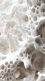 Porous white organic structure fills soft abstract space