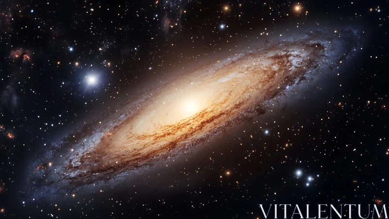 Spiral galaxy with bright central bulge in star field.