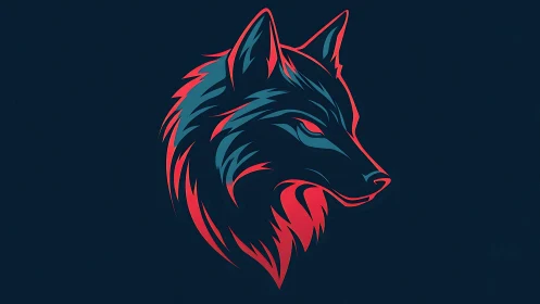 Electric wolf profile glows boldly against deep midnight blue
