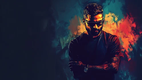 Moody neon portrait glows with bold confident street style