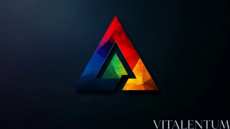 Prismatic triangle emblem ignites a dark cosmic canvas.