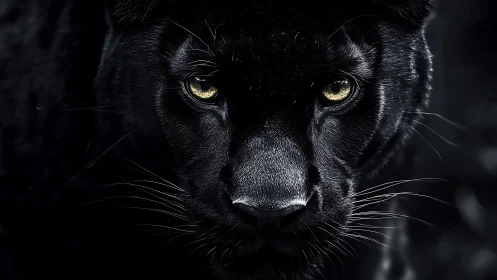 Black Panther Portrait with Luminous Eyes.