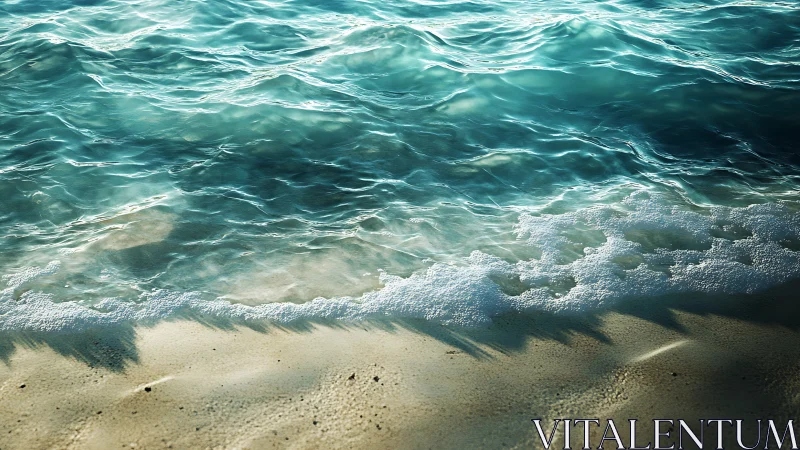 Whispering turquoise waves kiss a sun‑dusted shoreline.