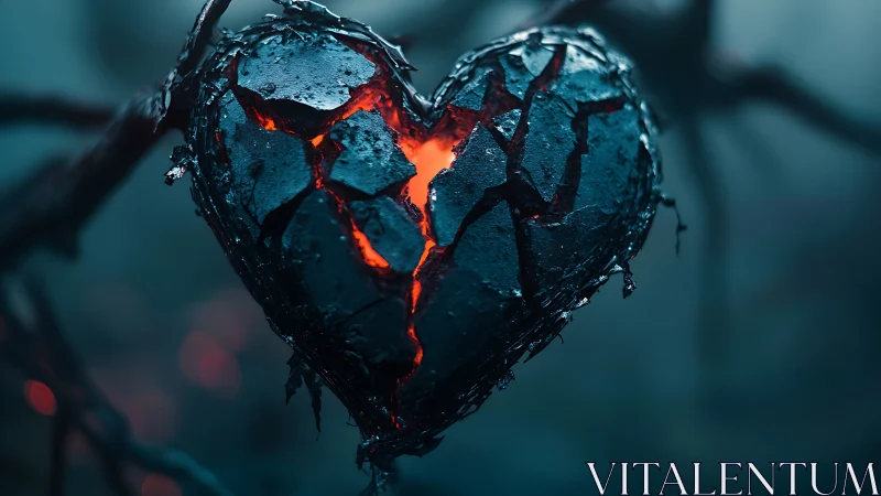 Burning Heart: A Cracked Soul Glowing with Inner Lava