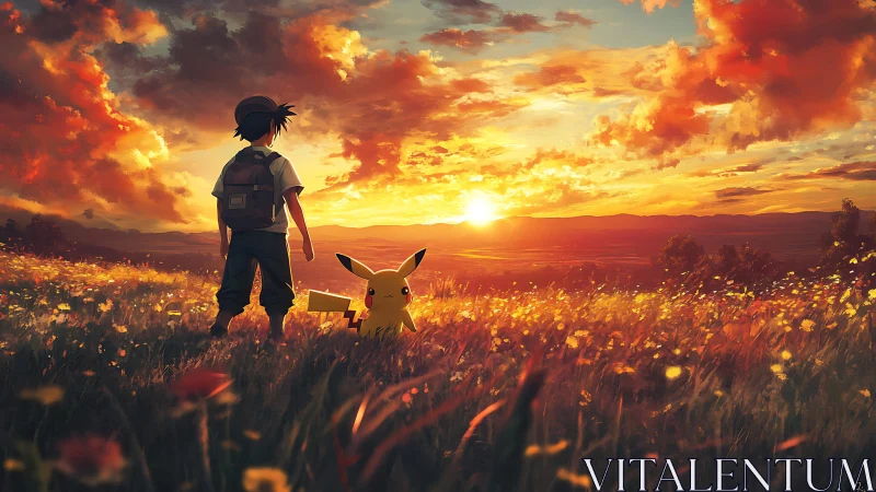 Sunset quest begins for boy and electric fox companion.