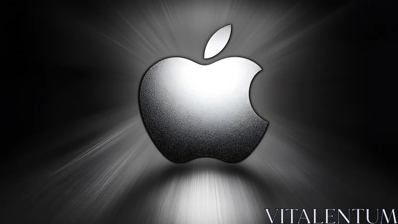 Luminous Apple Icon Radiates Against Moody Darkness.