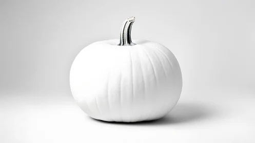 Snowdrift pumpkin poised in minimalist autumn hush.
