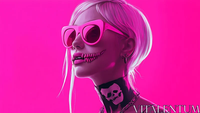 Bold neon portrait celebrates edgy style and playful rebellion