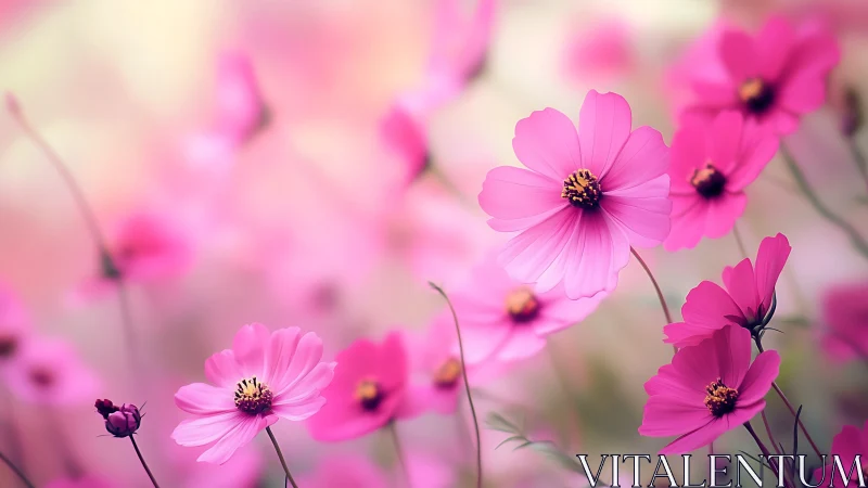 Cosmos Blooms Dancing in Soft Pink Dreams.