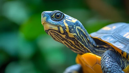 Hyperreal close-up study of a turtle with vivid carapace detail