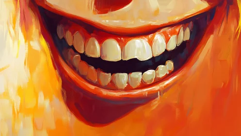 Expressive close-up smile rendered with bold impasto brushwork