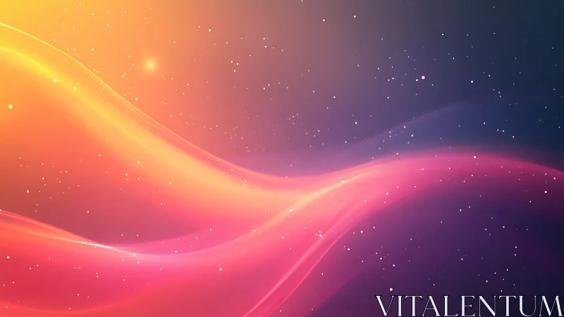 Radiant nebula waves curve through glowing cosmic gradient