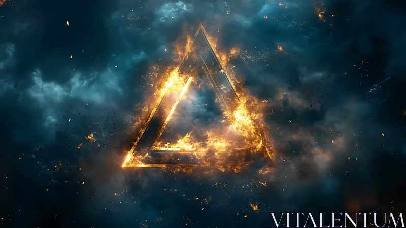 Geometry Ablaze: Triangular Inferno in Cosmic Tempest.