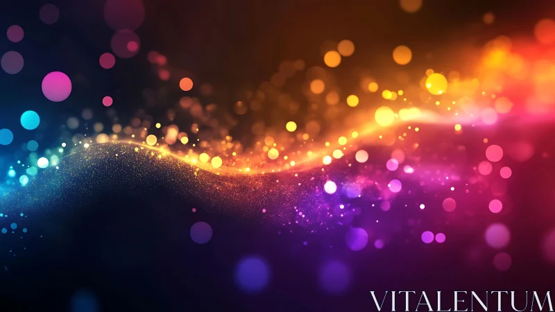 Glowing bokeh wave arcs across dark multicolor gradient field