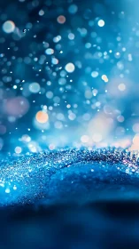 Blue bokeh field displays defocused light particles