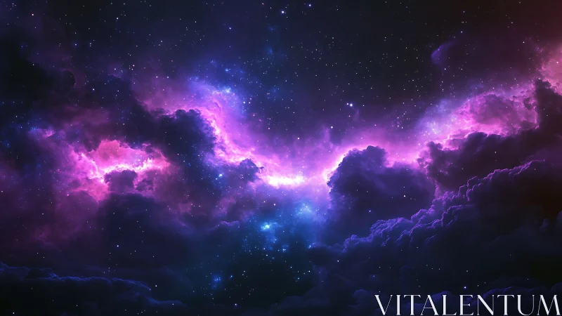 Nebula clouds glow gently across a dreamy starlit sky