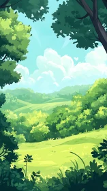 Sunlit Valley Where Green Dreams Stretch Into Distant Horizons