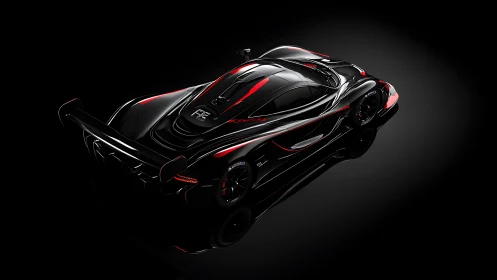 High-gloss hypercar render showcases aerodynamic rear profile