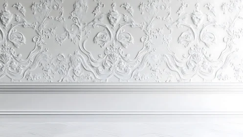 White ornate plaster wall panel with classic molding detail.