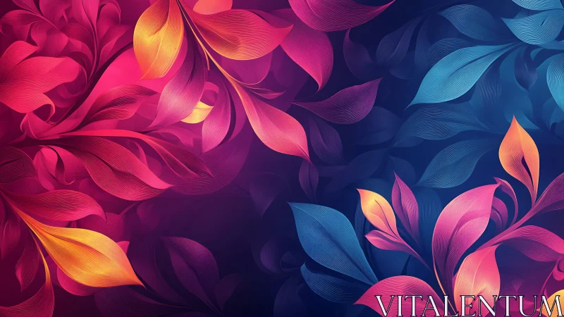 Vibrant gradient leaves curve over dark contrasting background