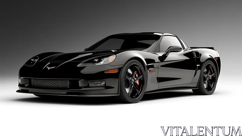 Midnight-black supercar poised like a glossy street predator.