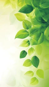 Fresh green leaves cascade in soft glowing morning light