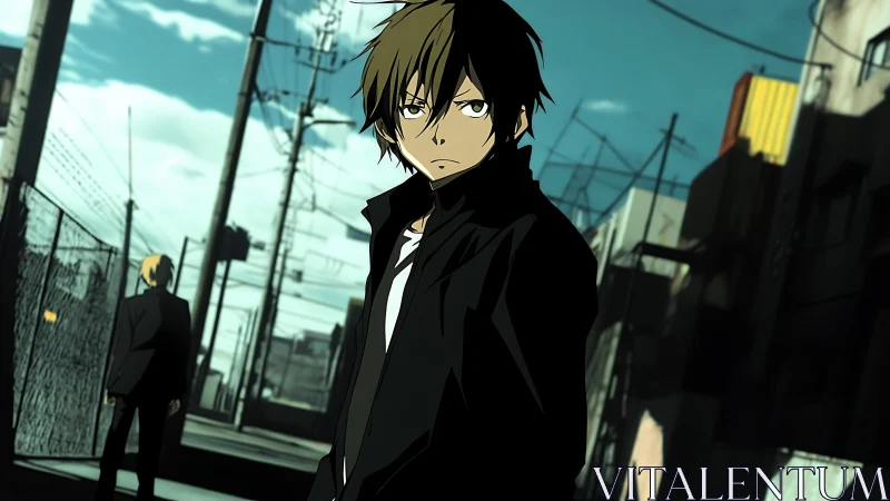 Angular alley confrontation under skewed urban powerlines.