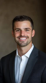 Male professional headshot in dark suit against neutral wall.