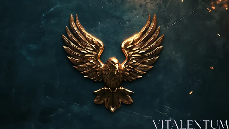 Majestic Golden Eagle Emblem on Dark Textured Background.