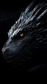 Shadowed dragon profile glows with a single burning eye