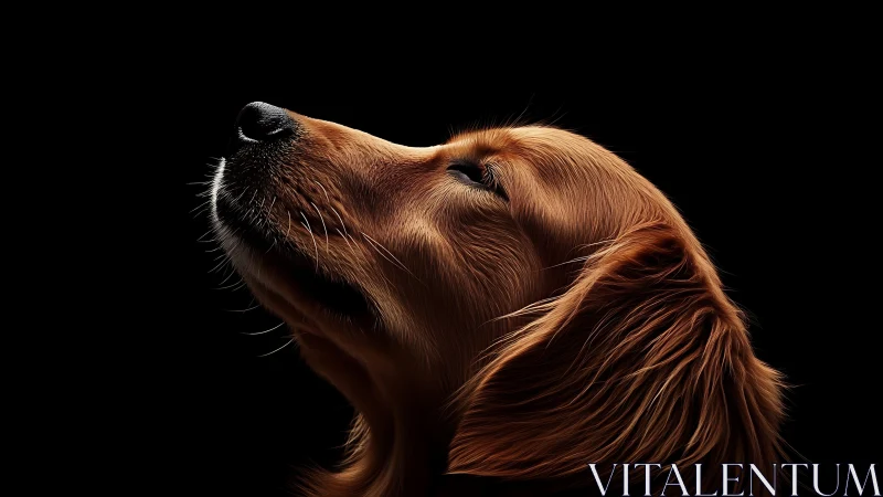 Golden retriever profile basks in gentle spotlighted calm