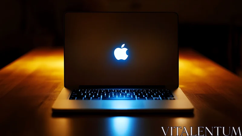 Midnight laptop halo turns a quiet desk into a stage