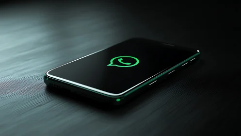 Glowing WhatsApp Smartphone in Digital Darkness