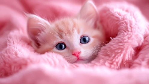 Snuggled in Pink: A Kitten's Cozy Cloud.