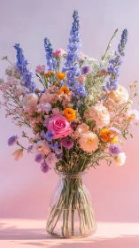 Vibrant Floral Arrangement in Glass Vase.