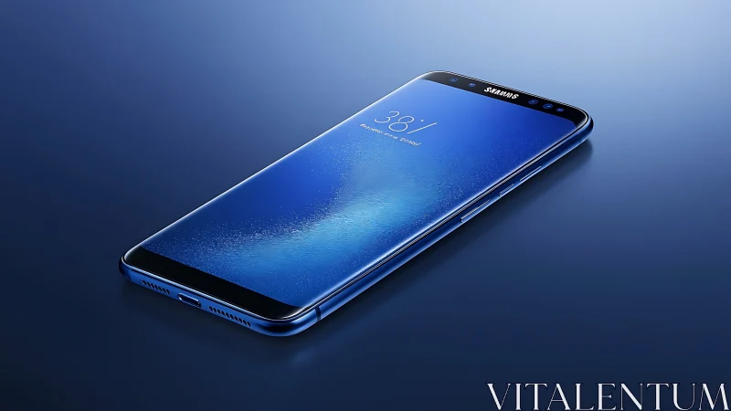 Sleek Blue Samsung Galaxy Smartphone Gleaming with Modern Tech.